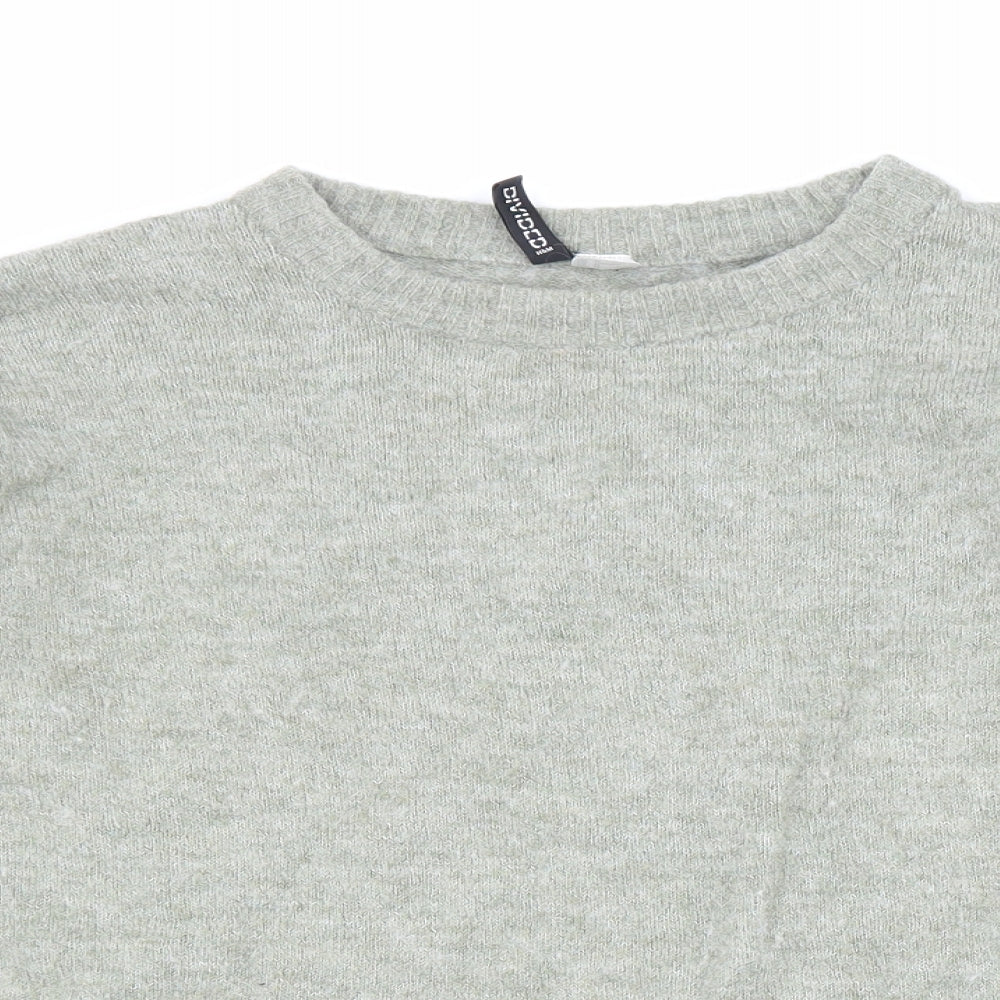 Divided Womens Grey Boat Neck Acrylic Pullover Jumper Size M
