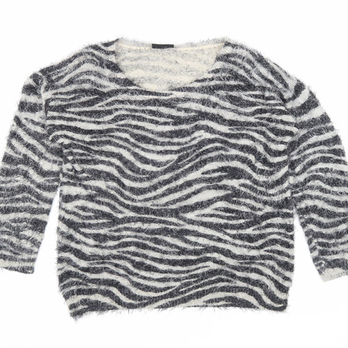 Wallis Womens Beige Scoop Neck Animal Print Nylon Pullover Jumper Size M - Tiger Print
