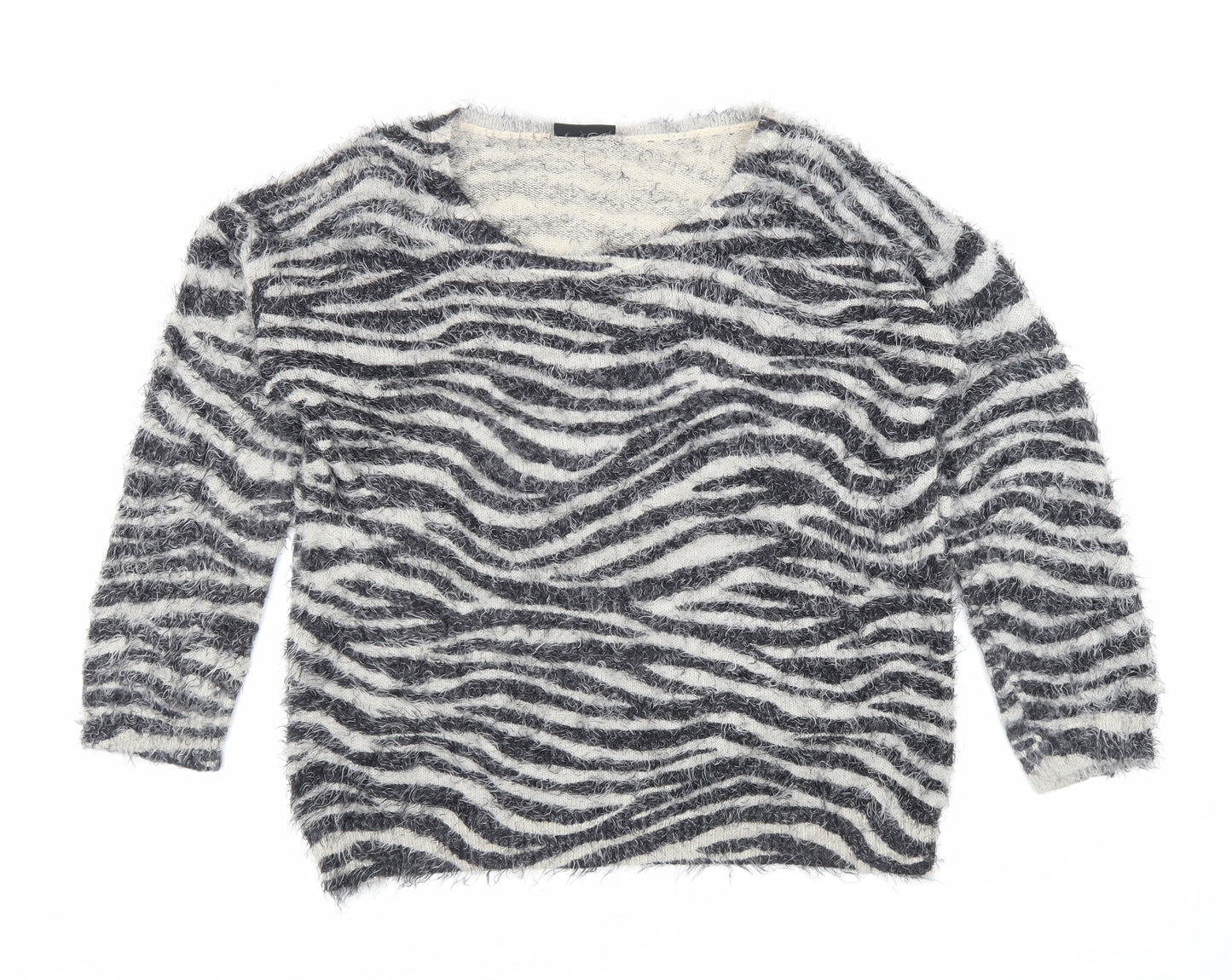 Wallis Womens Beige Scoop Neck Animal Print Nylon Pullover Jumper Size M - Tiger Print