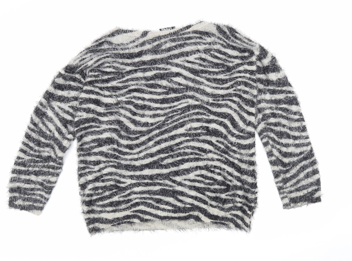 Wallis Womens Beige Scoop Neck Animal Print Nylon Pullover Jumper Size M - Tiger Print