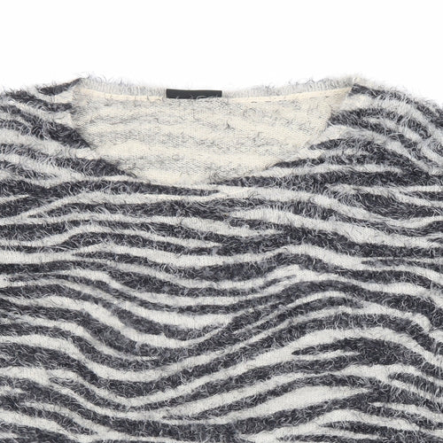 Wallis Womens Beige Scoop Neck Animal Print Nylon Pullover Jumper Size M - Tiger Print