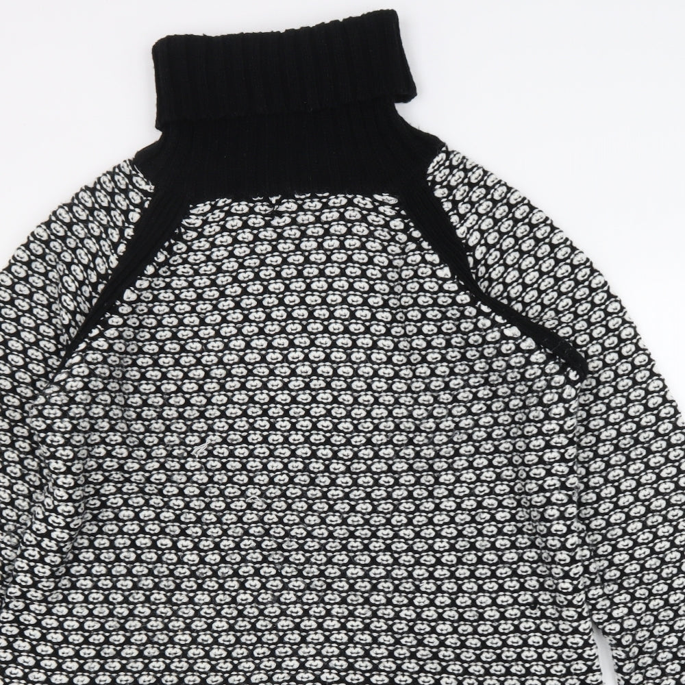 NEXT Womens Black Roll Neck Geometric Acrylic Tunic Jumper Size 16
