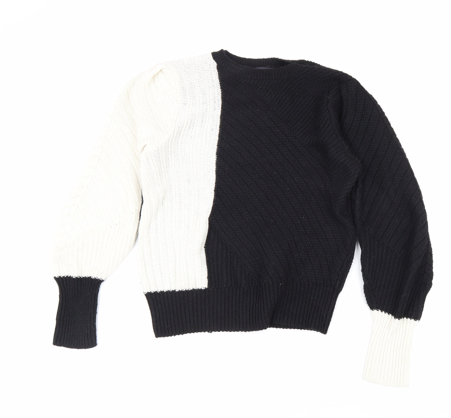 Marks and Spencer Womens Black Boat Neck Polyester Pullover Jumper Size 10 - Colourblock