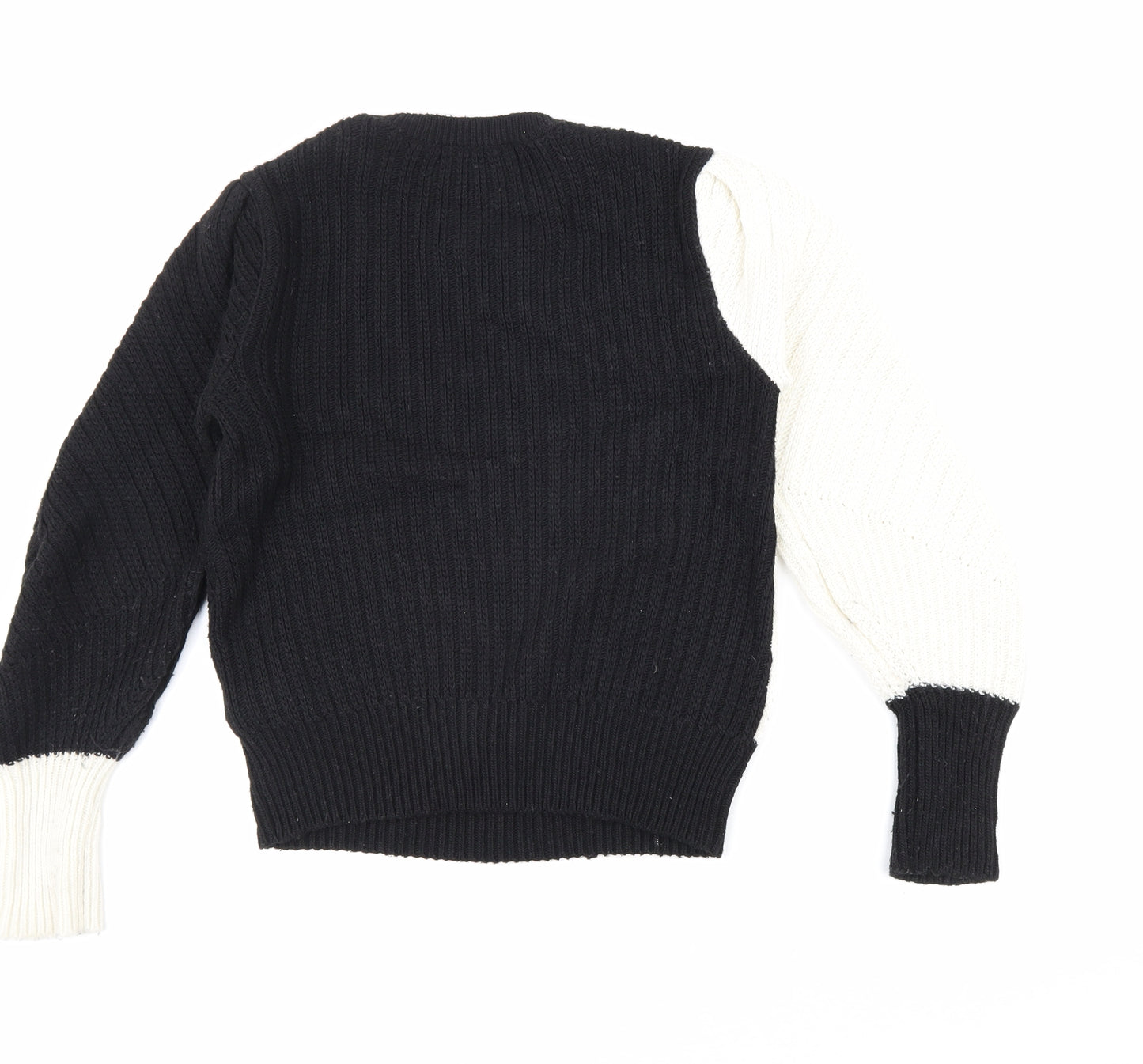 Marks and Spencer Womens Black Boat Neck Polyester Pullover Jumper Size 10 - Colourblock