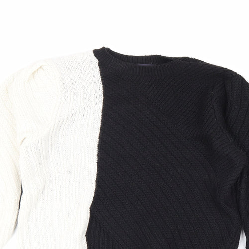 Marks and Spencer Womens Black Boat Neck Polyester Pullover Jumper Size 10 - Colourblock