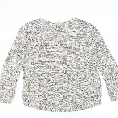 H&M Womens Beige V-Neck Cotton Pullover Jumper Size S