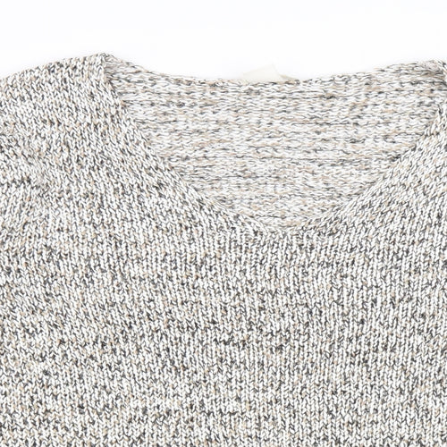 H&M Womens Beige V-Neck Cotton Pullover Jumper Size S