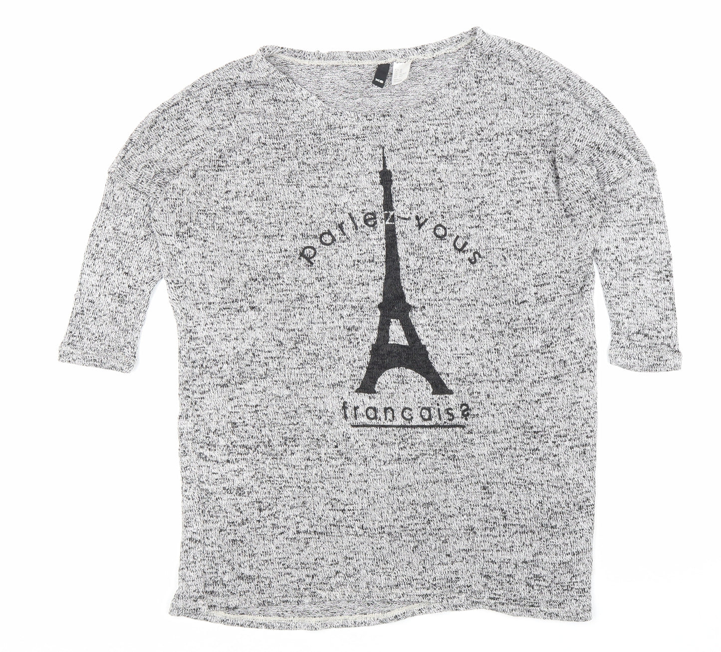 H&M Womens Grey Round Neck Viscose Pullover Jumper Size XS - Paris