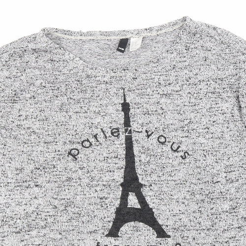 H&M Womens Grey Round Neck Viscose Pullover Jumper Size XS - Paris
