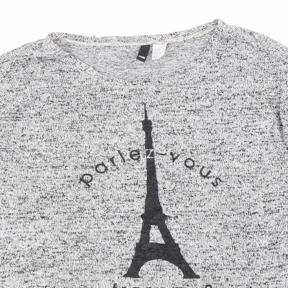 H&M Womens Grey Round Neck Viscose Pullover Jumper Size XS - Paris