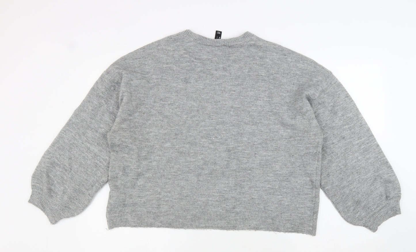 New Look Womens Grey Round Neck Acrylic Pullover Jumper Size L