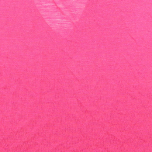 NEXT Womens Pink Acrylic Basic T-Shirt Size 8 V-Neck