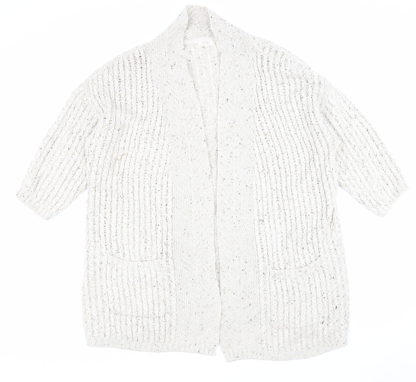 Fat Face Womens Beige V-Neck Acrylic Cardigan Jumper Size 16
