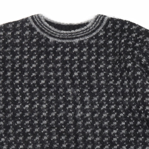 Icewear Mens Black Round Neck Geometric Wool Pullover Jumper Size M