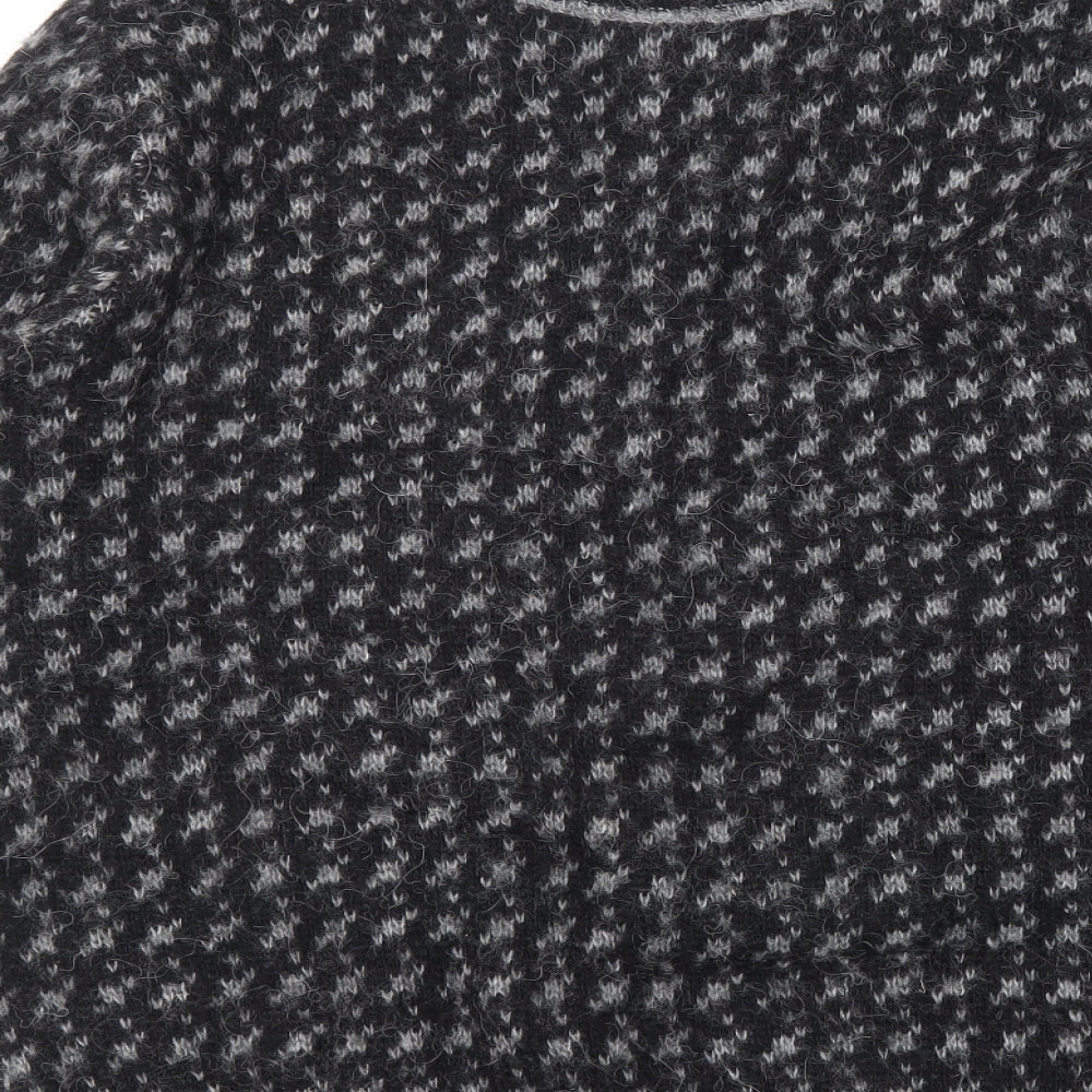 Icewear Mens Black Round Neck Geometric Wool Pullover Jumper Size M