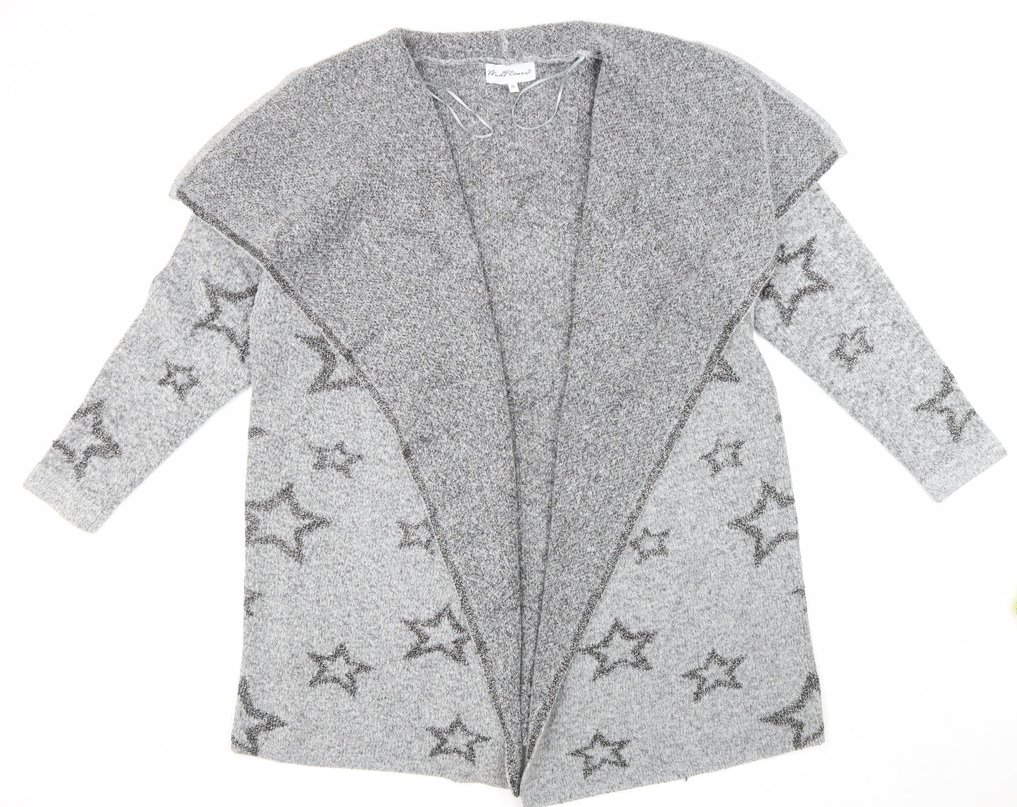 Mud Flower Womens Grey V-Neck Polyester Cardigan Jumper Size XL - Star print Coatigan