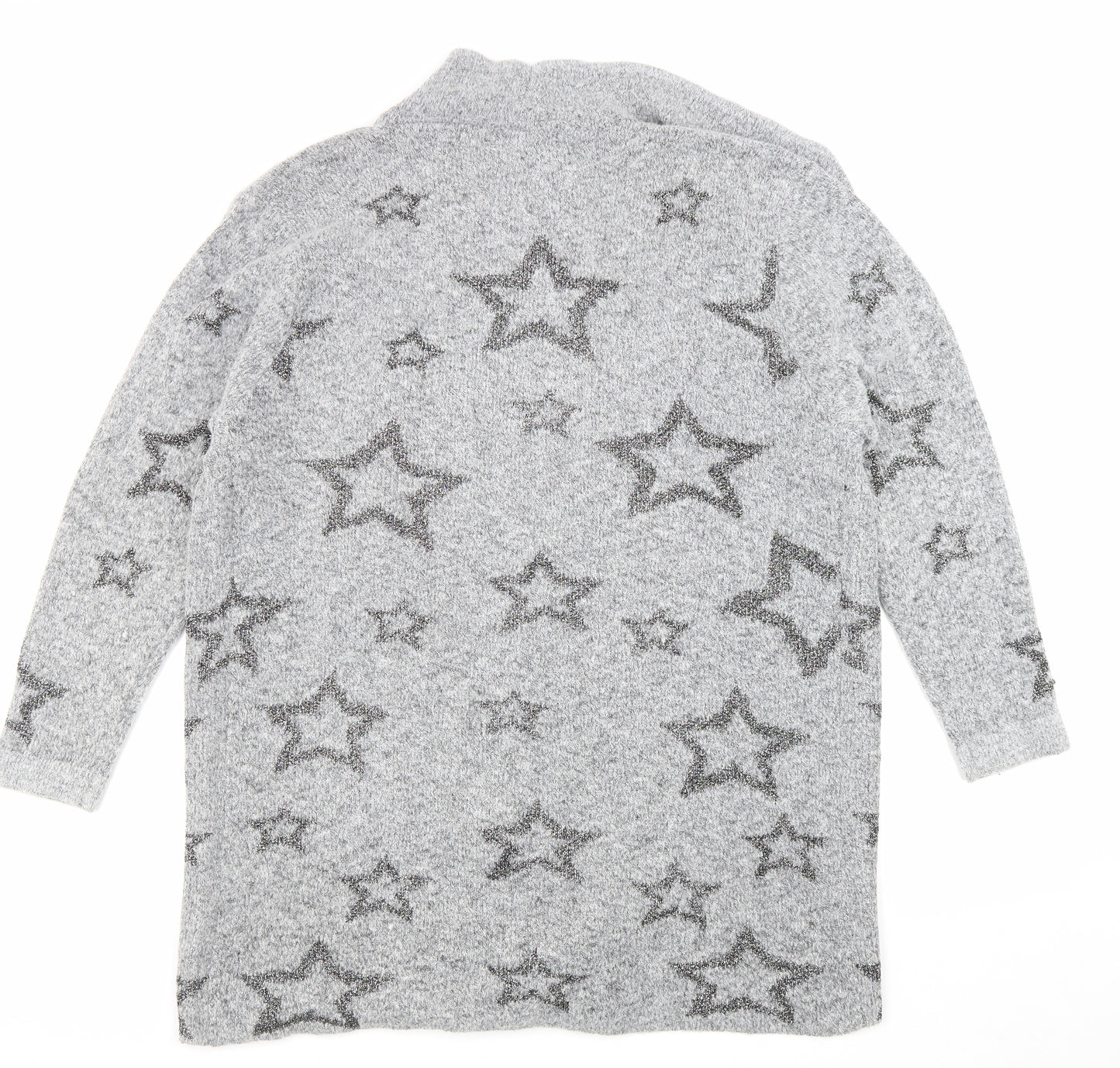 Mud Flower Womens Grey V-Neck Polyester Cardigan Jumper Size XL - Star print Coatigan