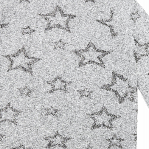Mud Flower Womens Grey V-Neck Polyester Cardigan Jumper Size XL - Star print Coatigan