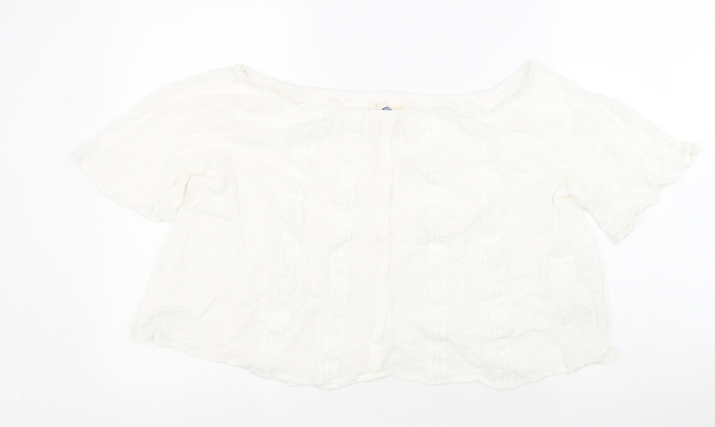 Wild blue Womens White Viscose Cropped Tank Size XL Off the Shoulder
