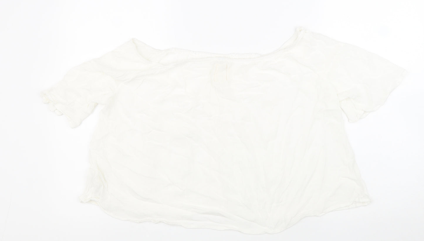 Wild blue Womens White Viscose Cropped Tank Size XL Off the Shoulder