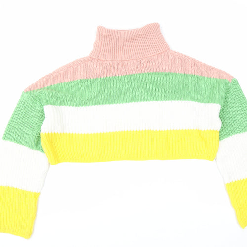 Missguided Womens Multicoloured Roll Neck Striped Acrylic Pullover Jumper Size S