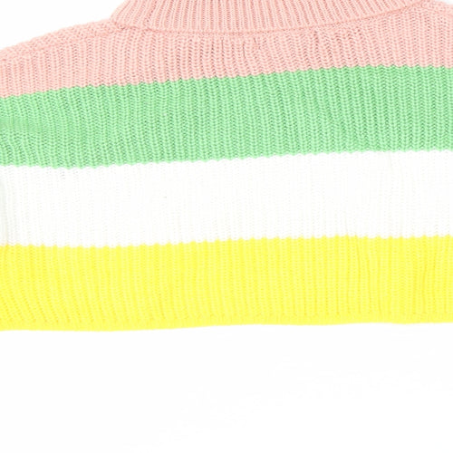 Missguided Womens Multicoloured Roll Neck Striped Acrylic Pullover Jumper Size S