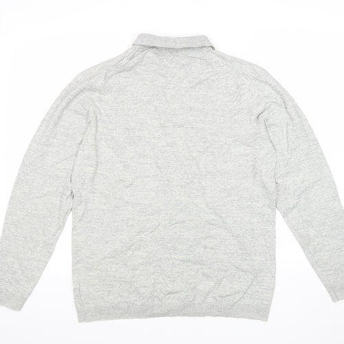 NEXT Mens Grey Collared Cotton Pullover Jumper Size L - Polo
