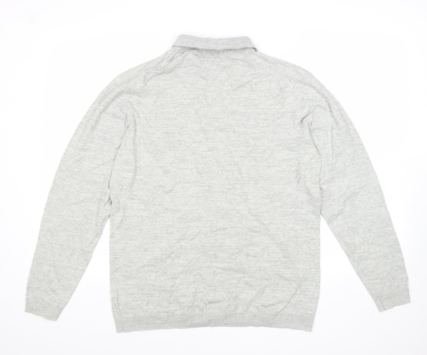 NEXT Mens Grey Collared Cotton Pullover Jumper Size L - Polo