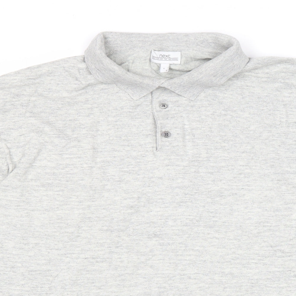 NEXT Mens Grey Collared Cotton Pullover Jumper Size L - Polo