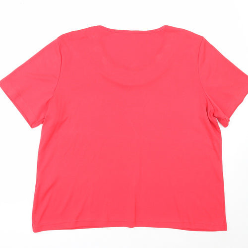 BM Womens Red Polyester Basic T-Shirt Size L Round Neck