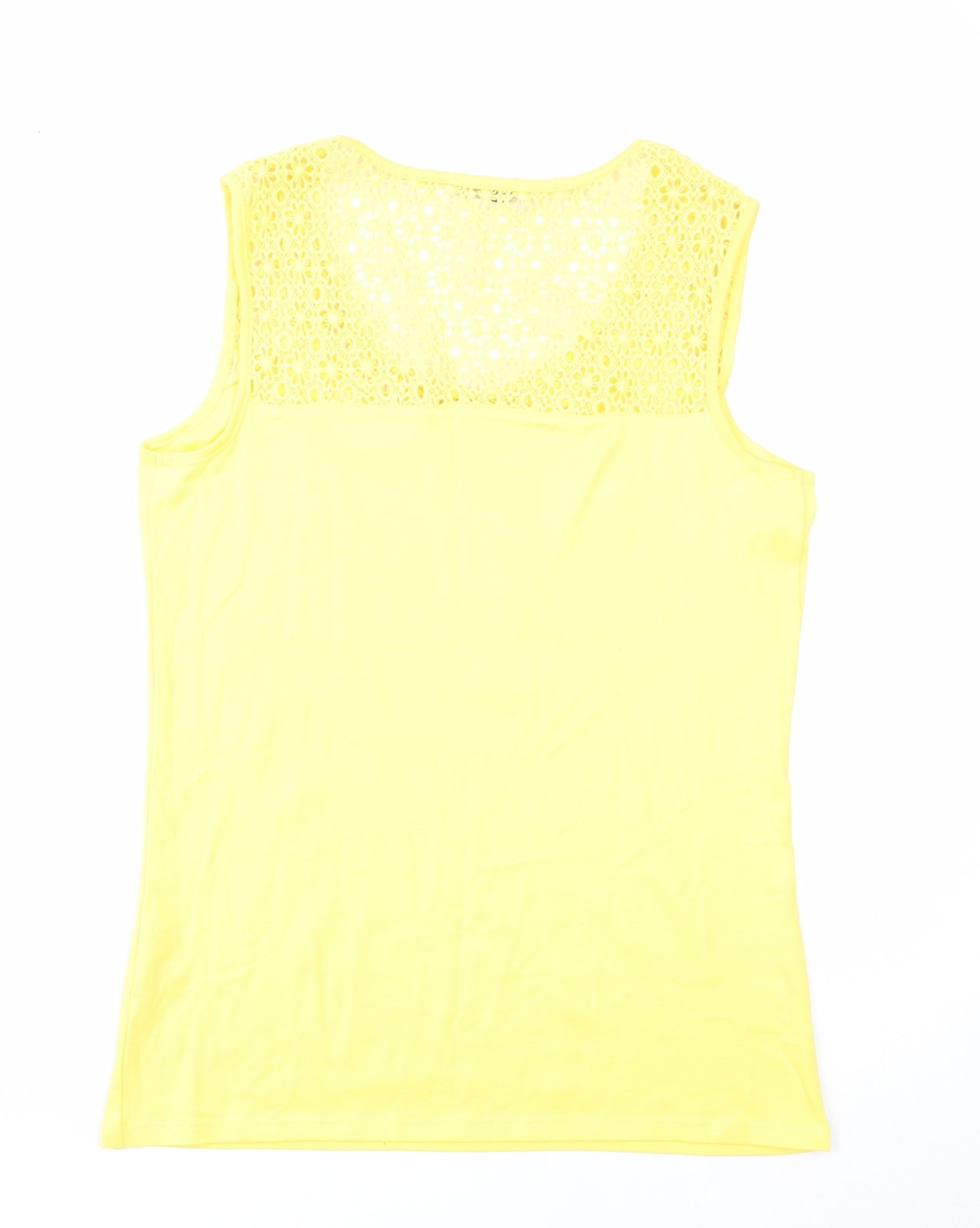 TU Womens Yellow Cotton Basic Tank Size 14 Round Neck