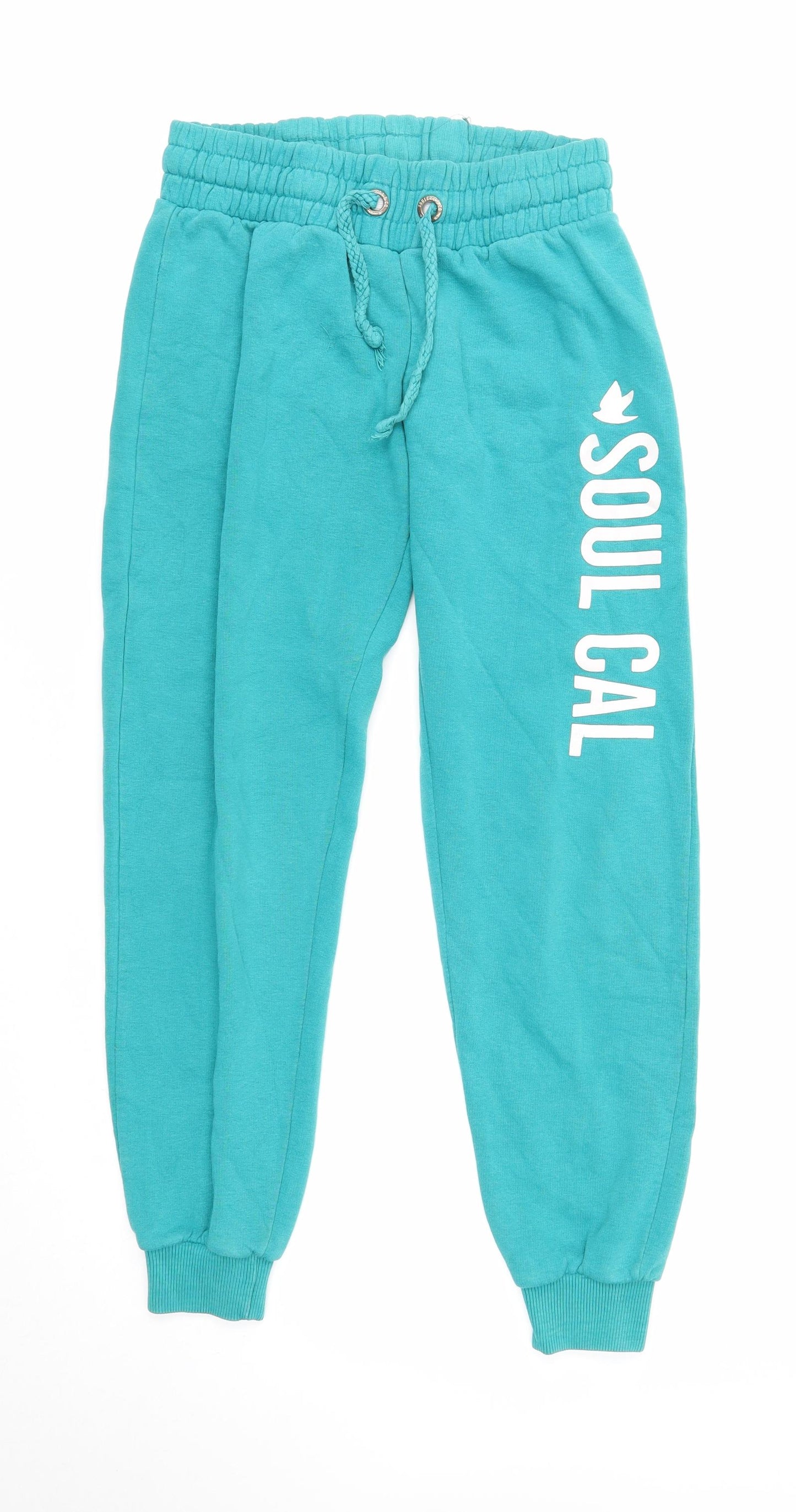 SoulCal&Co Womens Green Cotton Jogger Trousers Size 10 Regular Drawstring