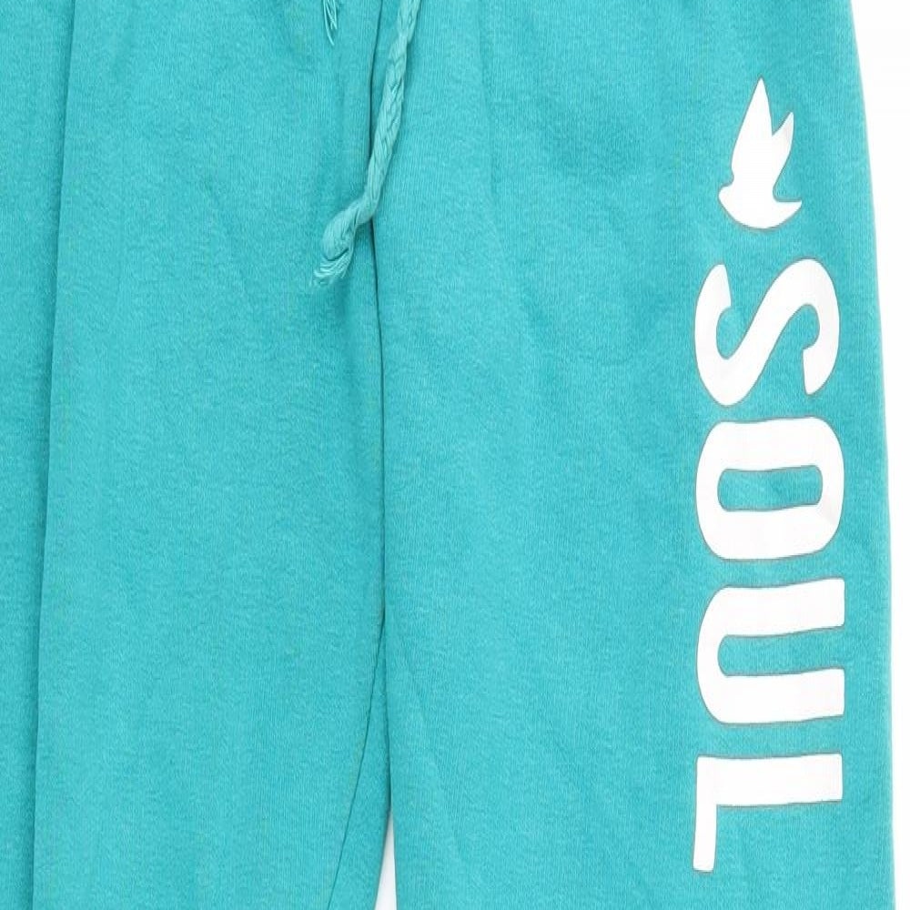 SoulCal&Co Womens Green Cotton Jogger Trousers Size 10 Regular Drawstring
