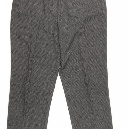 Marks and Spencer Womens Grey Geometric Polyester Trousers Size 16 Regular Zip