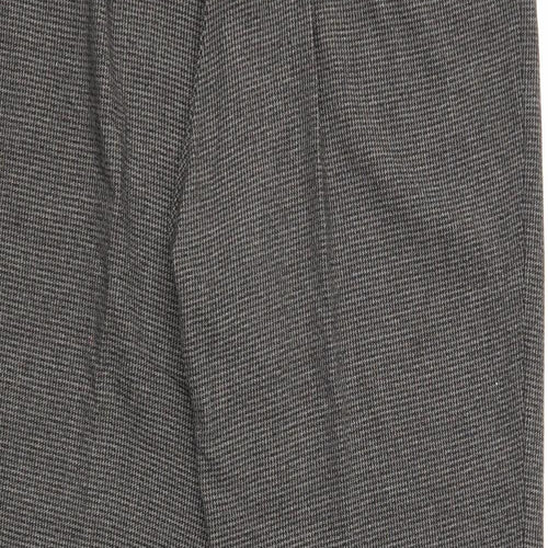 Marks and Spencer Womens Grey Geometric Polyester Trousers Size 16 Regular Zip