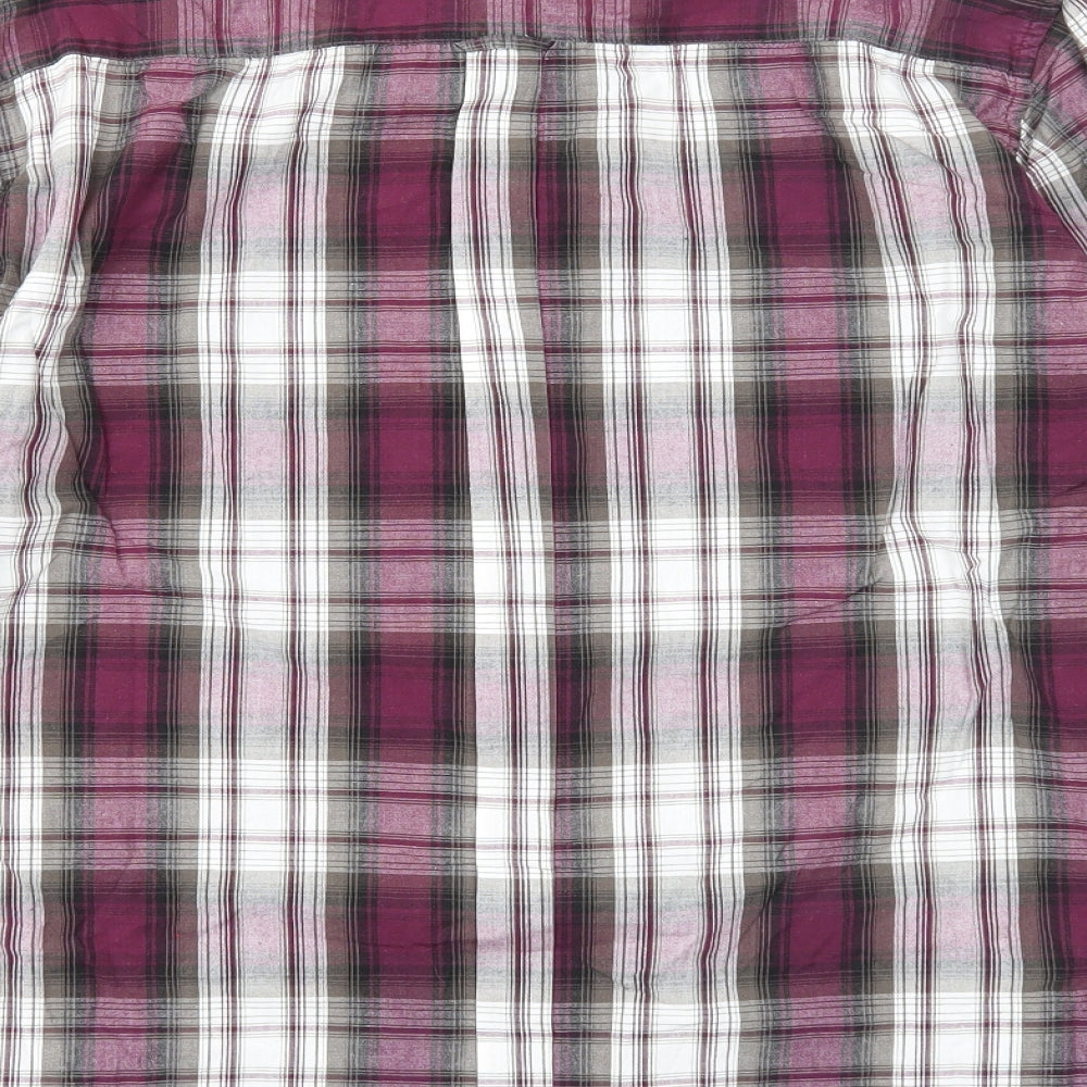 French Connection Mens Purple Plaid Cotton Button-Up Size L Collared Button