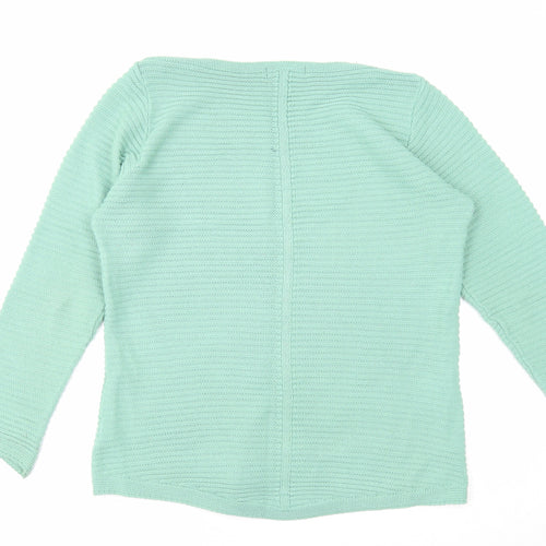 Bonmarché Womens Green Roll Neck Geometric Acrylic Pullover Jumper Size 12