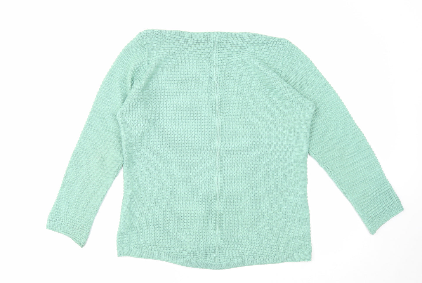 Bonmarché Womens Green Roll Neck Geometric Acrylic Pullover Jumper Size 12