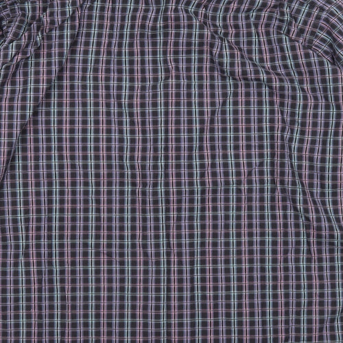 Haines & Bonner Mens Black Plaid Cotton Button-Up Size L Collared Button