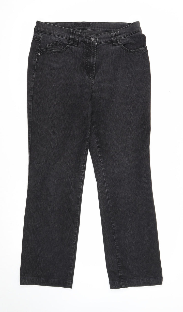 Gerry Weber Womens Black Cotton Straight Jeans Size 40 in Regular Zip