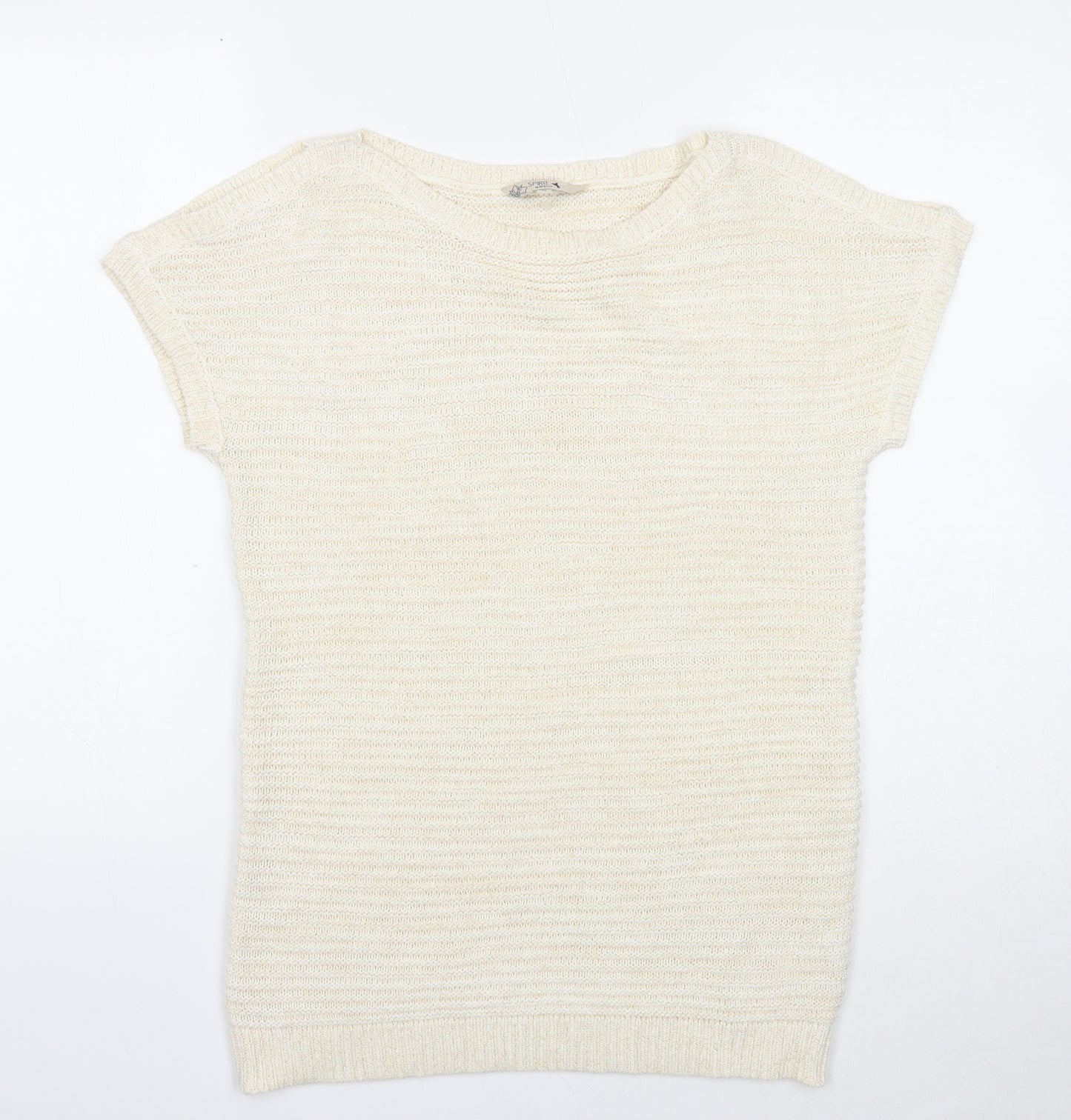 M&Co Womens Ivory Boat Neck Acrylic Pullover Jumper Size 10 - Split Sleeve Detail