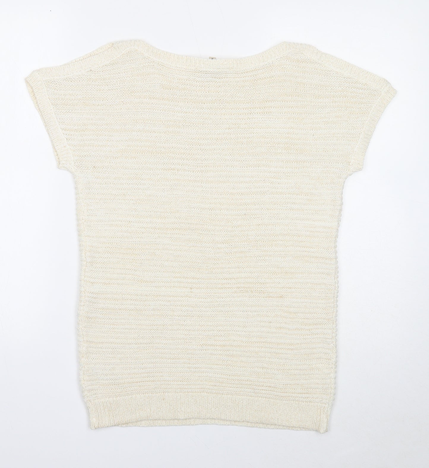 M&Co Womens Ivory Boat Neck Acrylic Pullover Jumper Size 10 - Split Sleeve Detail