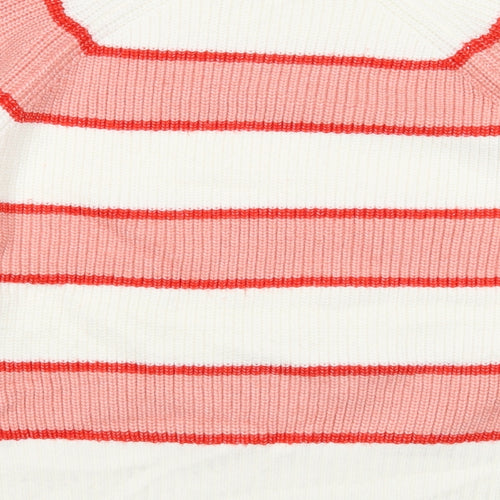 TU Womens White Mock Neck Striped Acrylic Pullover Jumper Size 12