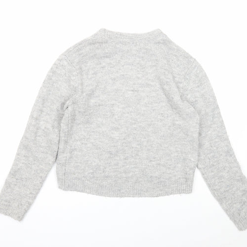 Primark Girls Grey Round Neck Acrylic Pullover Jumper Size 11-12 Years Pullover - Unicorn