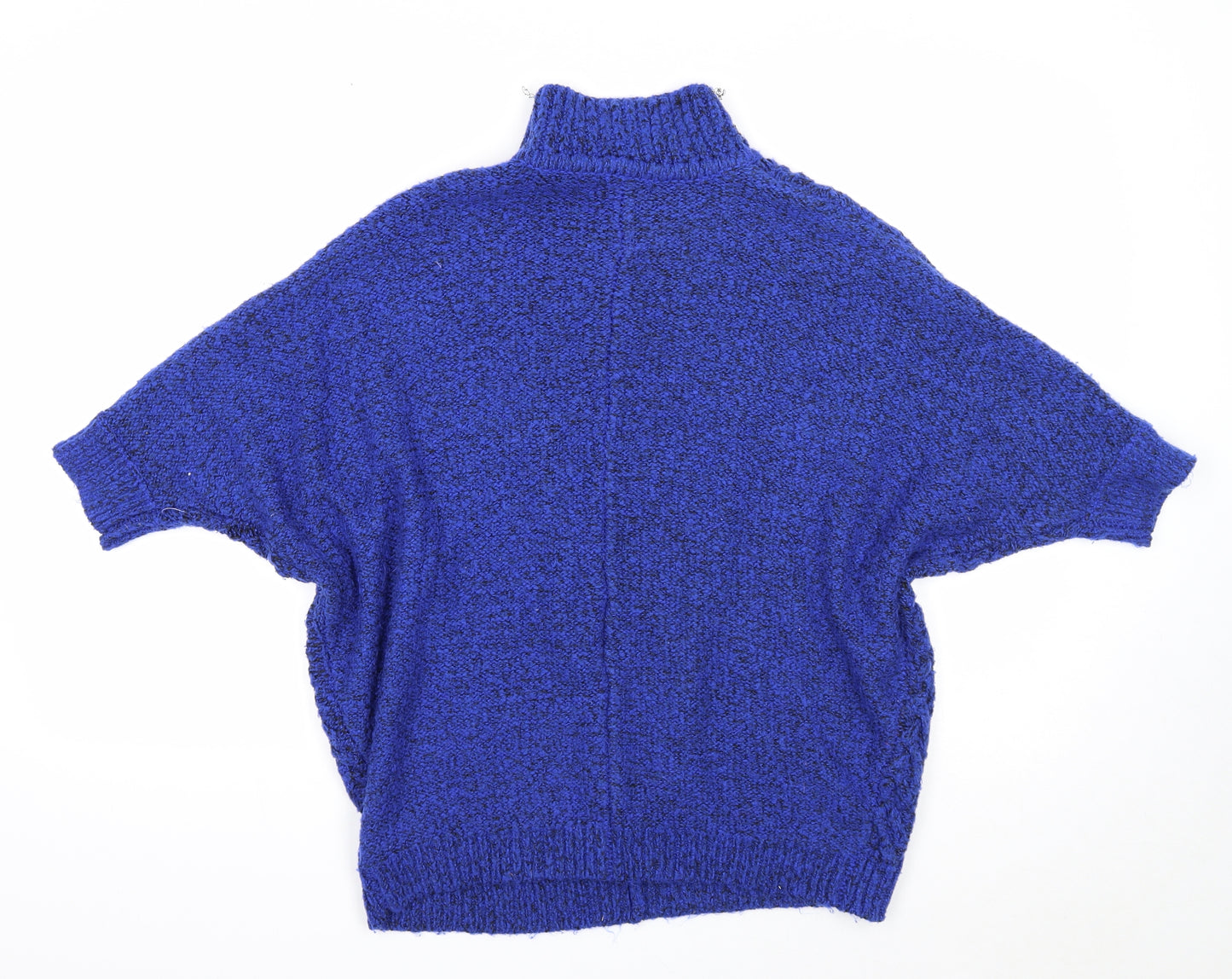 F&F Womens Blue High Neck Acrylic Pullover Jumper Size 6 - Batwing