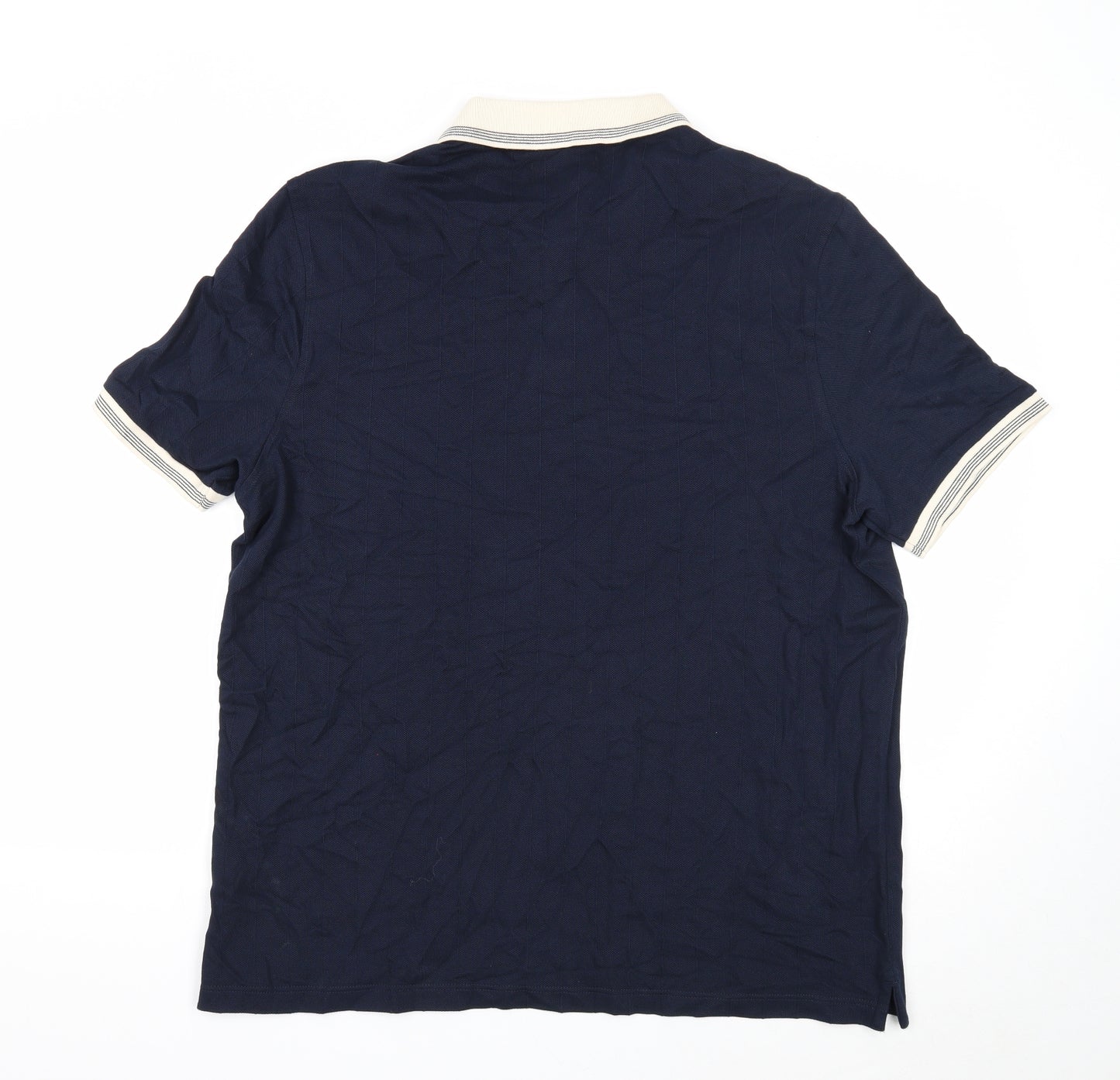 Marks and Spencer Mens Blue Cotton Polo Size XL Collared Button