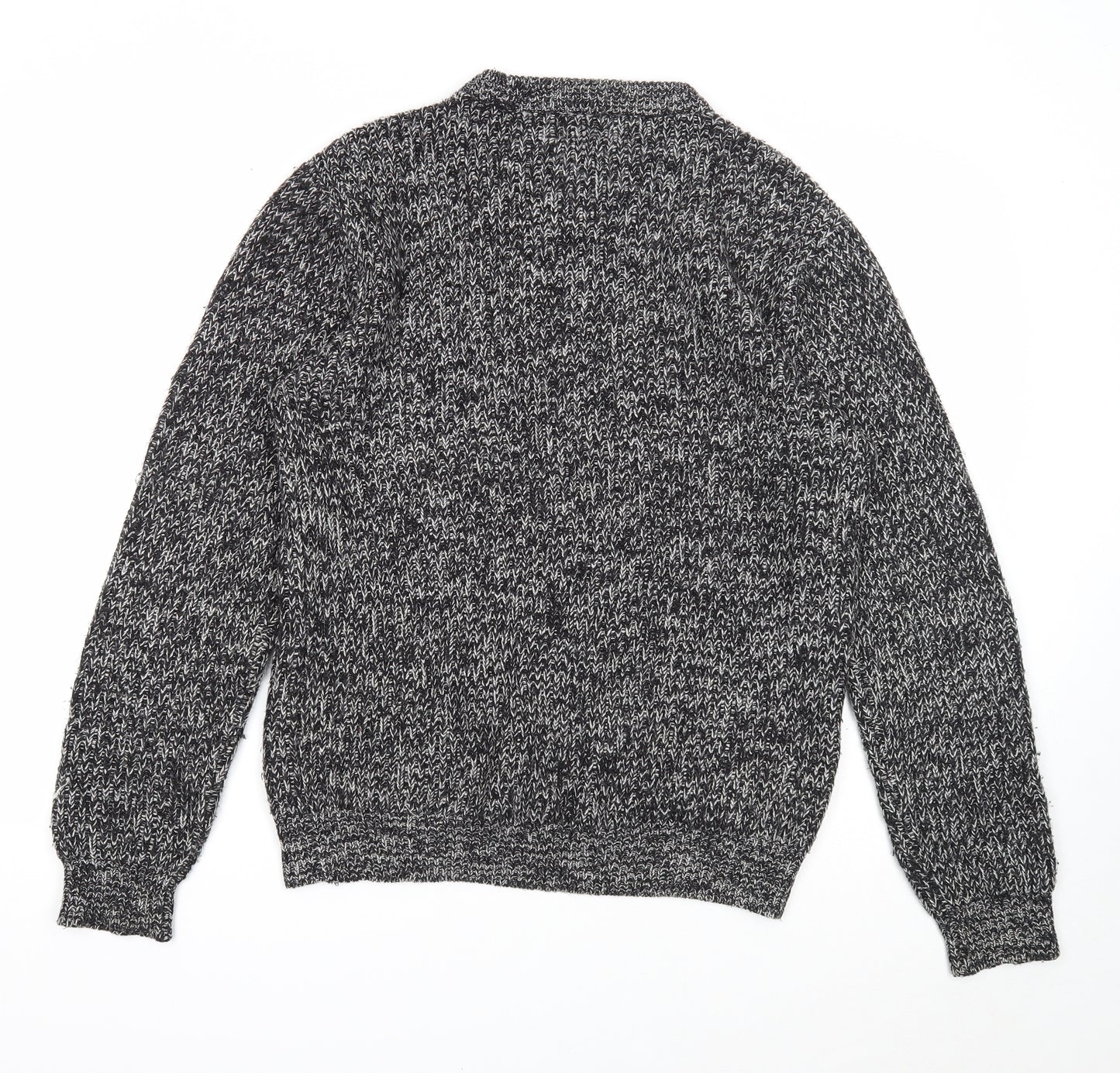 George Mens Black Round Neck Acrylic Pullover Jumper Size M