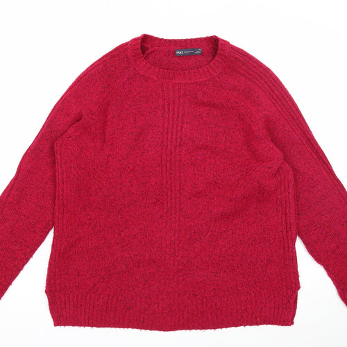 Marks and Spencer Womens Pink Scoop Neck Acrylic Pullover Jumper Size M