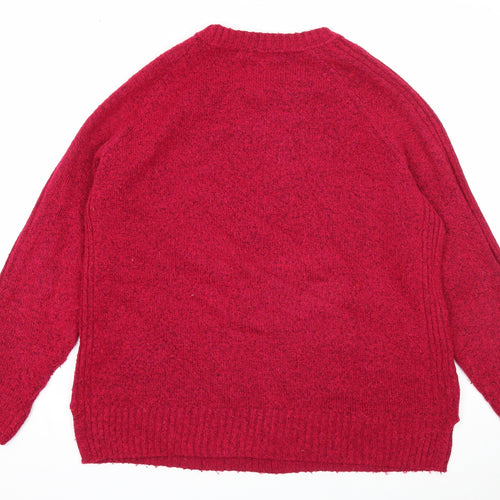 Marks and Spencer Womens Pink Scoop Neck Acrylic Pullover Jumper Size M