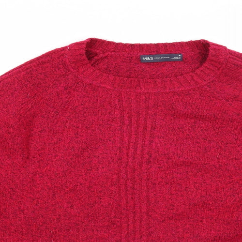 Marks and Spencer Womens Pink Scoop Neck Acrylic Pullover Jumper Size M